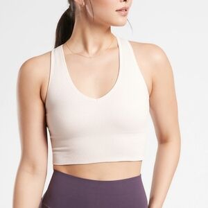EUC ATHLETA Aurora Cropped Cream Ribbed Tank Sz Small